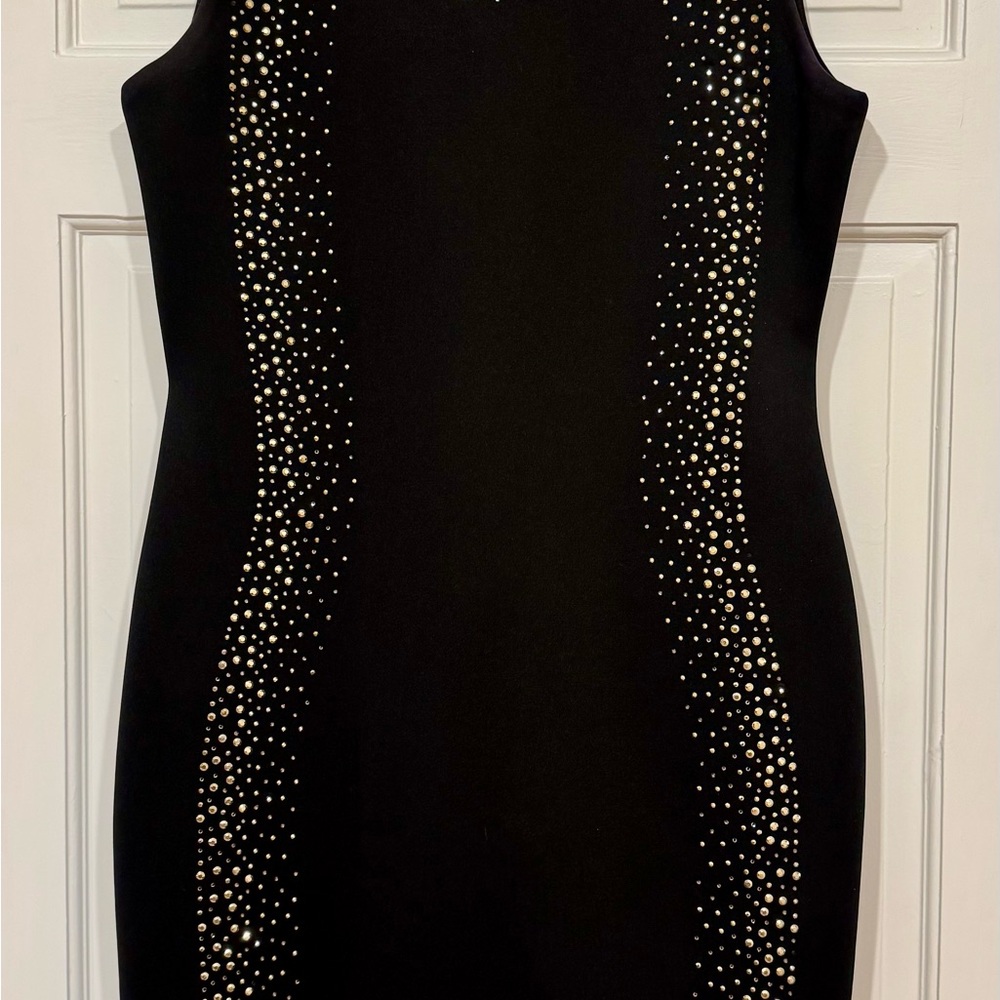 Calvin Klein Black Dress with Gold Detailing
